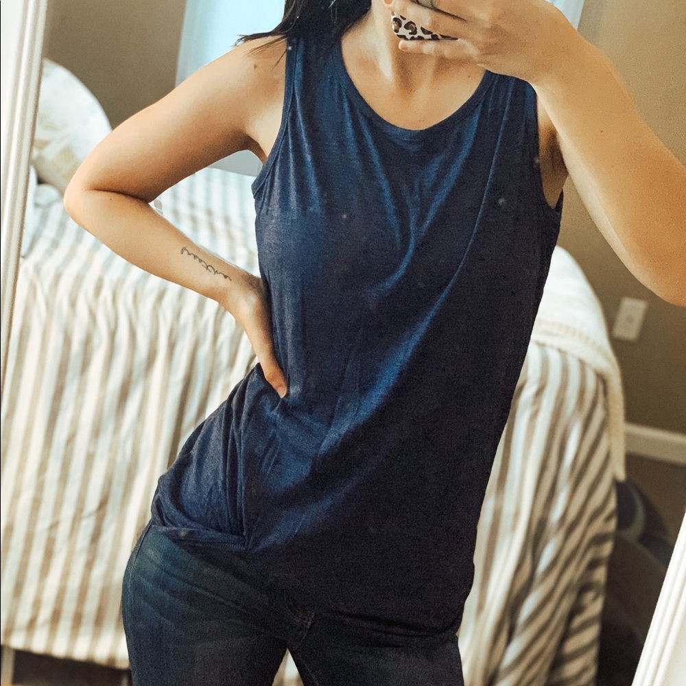 Basic Navy Blue Gatheres Tank